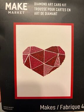 MAKE MARKET Diamond Art Heart Card Kit - Red & Pink